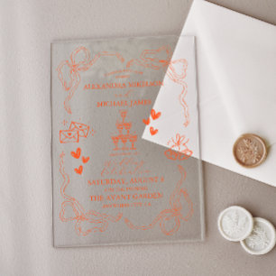 Invitations En Acrylique Peinture à main Mariage d'art contemporain