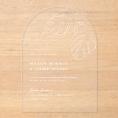 Invitations En Acrylique Pensacola Mariage feuille de palme hawaïenne (Recto)