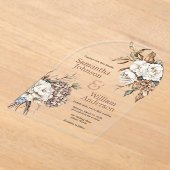 Invitations En Acrylique Peony moderne et Mariage Hydrangea (Poser)