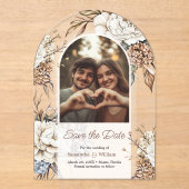 Invitations En Acrylique Peony Moderne & Hydrangea Mariage Enregistrer La D (Recto)