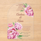 Invitations En Acrylique Peony Wedding (Recto)