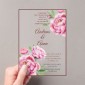 Invitations En Acrylique Peony Wedding (In situ (ordinateur de poche))