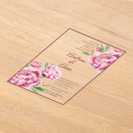 Invitations En Acrylique Peony Wedding (Poser)
