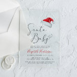 Invitations En Acrylique Père Noël Baby Christmas Baby shower<br><div class="desc">Une mignonne invitation en acrylique claire de Noël saison de Noël avec "Père Noël Baby" dans un script élégant avec un battement de coeur, une aquarelle illustration d'un casquette du Père Noël rouge et une invitation à un joyeux petit baby shower. Personnalisez le nom de la mère dans un script...</div>