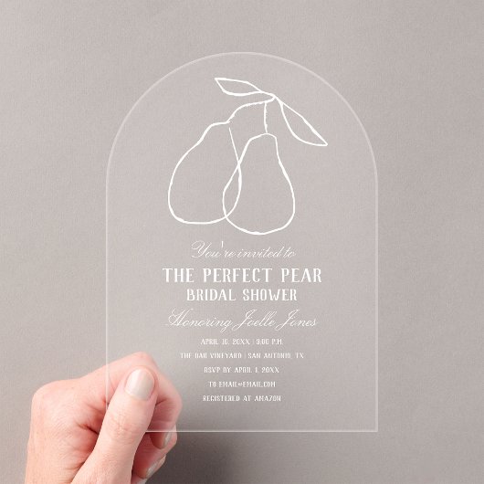Invitations En Acrylique Perfect Pear Modern Bridal Shower