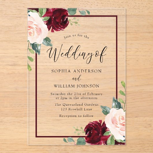 Invitations En Acrylique Perfection de flush : Aquarelle Mariage (Recto)