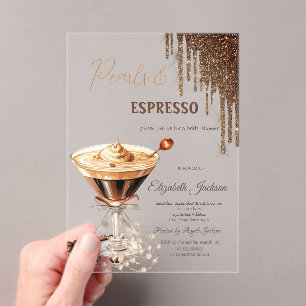 Invitations En Acrylique Perles de café au Glitter Drips