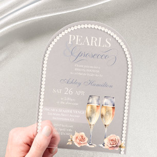 Invitations En Acrylique Perles Élégantes & prosecco Réception de mariage