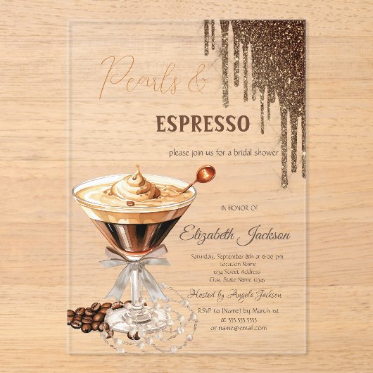Invitations En Acrylique Perles Espresso Parties scintillant Drivers (Recto)