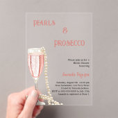 Invitations En Acrylique Perles Fête des mariées rose Prosecco clair (In situ (ordinateur de poche))