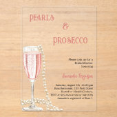 Invitations En Acrylique Perles Fête des mariées rose Prosecco clair (Recto)