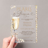 Invitations En Acrylique Perles & Prosecco Champagne Elégante Fête des mari (In situ (ordinateur de poche))