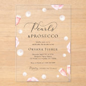 Invitations En Acrylique Perles & Prosecco Fête des mariées transparente ro (Recto)
