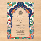 Invitations En Acrylique Perse Floral Inlay Mariage musulman (Recto)