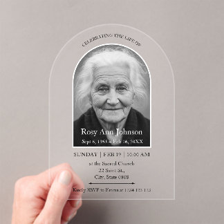 Invitations En Acrylique Personalized Memorial Funeral Photo 