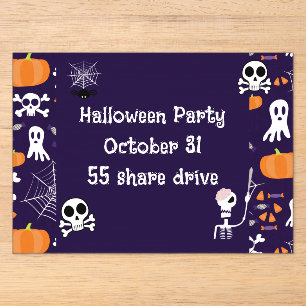 Invitations En Acrylique Personnages amusants et effrayants d'Halloween