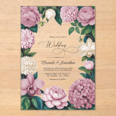 Invitations En Acrylique Petal Pink, Ballet Rose & Soft Linen Wedding (Recto)