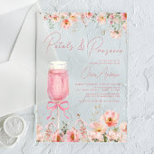 Invitations En Acrylique Pétales à mâchoires roses et Fête des mariées à br