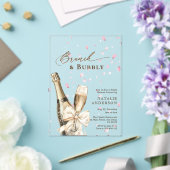 Invitations En Acrylique Pétales roses romantiques Bubbly Bruch Fête des ma (Insitu (Mariage))