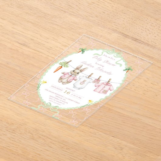 Invitations En Acrylique Peter the Rabbit Girl Clothesline Baby Shower (Poser)