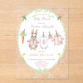 Invitations En Acrylique Peter the Rabbit Girl Clothesline Baby Shower (Recto)