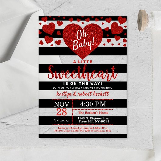 Invitations En Acrylique Petit amour Baby shower de la Saint Valentin
