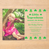 Invitations En Acrylique Petit Anniversaire de enfant Leprechaun (Recto)
