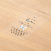 Invitations En Acrylique petit arc bleu pastel Baptême (Poser)