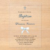 Invitations En Acrylique petit arc bleu pastel Baptême (Recto)