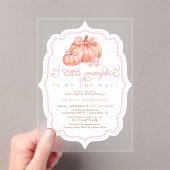 Invitations En Acrylique Petit Baby shower Citrouille Chute Bow rose (In situ (ordinateur de poche))