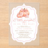 Invitations En Acrylique Petit Baby shower Citrouille Chute Bow rose (Recto)