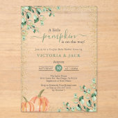 Invitations En Acrylique Petit Baby shower Citrouille Gold Fall (Recto)