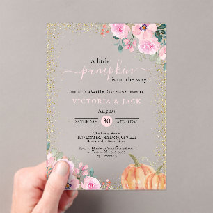 Invitations En Acrylique Petit Baby shower d'automne rose Citrouille