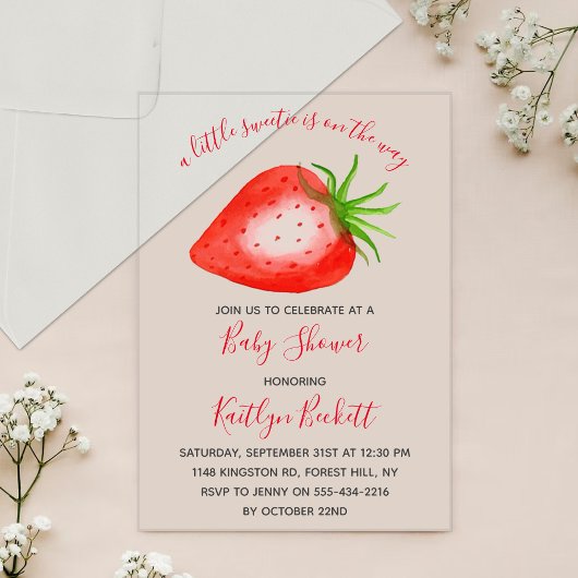 Invitations En Acrylique Petit Baby shower de fraises doux