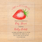 Invitations En Acrylique Petit Baby shower de fraises doux (Recto)