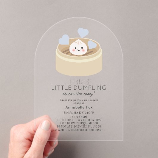 Invitations En Acrylique Petit Baby shower de garçon bleu Dumpling (In situ (ordinateur de poche))