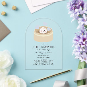 Invitations En Acrylique Petit Baby shower de garçon bleu Dumpling