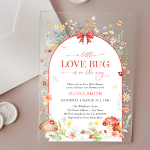 Invitations En Acrylique Petit Bébé Coccinelle Shower de Bébé Fleur Sauvage