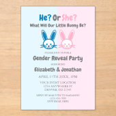 Invitations En Acrylique Petit Bunny Gender Reveal (Recto)