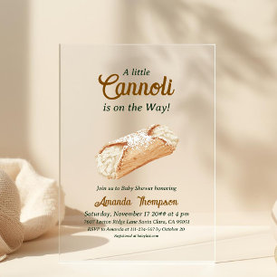 Invitations En Acrylique Petit Cannoli Neutral Beige Baby Shower Italien