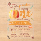 Invitations En Acrylique Petit Citrouille Automne 1er Anniversaire (Recto)
