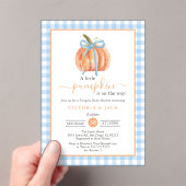 Invitations En Acrylique Petit Citrouille bleu En vichy Baby shower d'autom (In situ (ordinateur de poche))