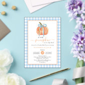 Invitations En Acrylique Petit Citrouille bleu En vichy Baby shower d'autom (Insitu (Mariage))