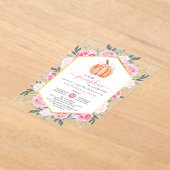Invitations En Acrylique Petit Citrouille rose Feuilles d'automne Baby sho (Poser)