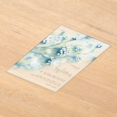 Invitations En Acrylique Petit Mariage de fleurs blanches (Poser)