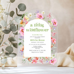 Invitations En Acrylique Petite Arche de Jardin Fleur Sauvage pour Baby Sho