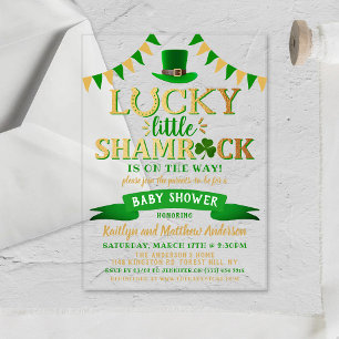 Invitations En Acrylique Petite Baby Shower Shamrock pour la Saint-Patrick
