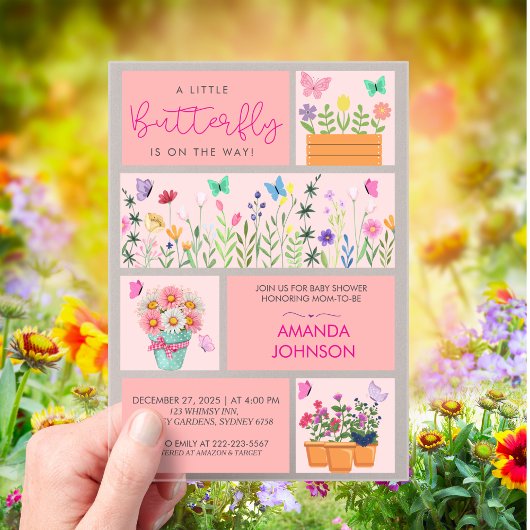 Invitations En Acrylique Petite Butterfly est en route Mignonne Fantaisie R