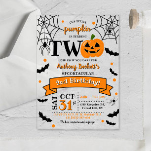 Invitations En Acrylique Petite citrouille fête ses 2 ans Halloween 2e anni
