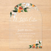 Invitations En Acrylique PETITE CUTIE | baby shower d'oranges d'agrumes (Recto)